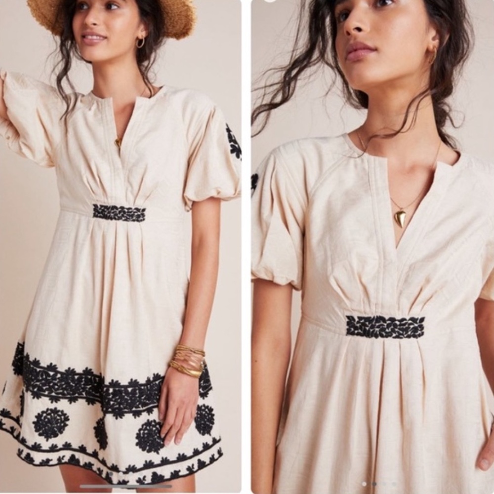 ANTHROPOLOGIE - Orla Embroidered Mini Dress - Size 4